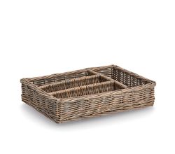 ZELLER Besteckkorb 14177 im Landhausstil, Weide, 35 x 26 x 7 cm
