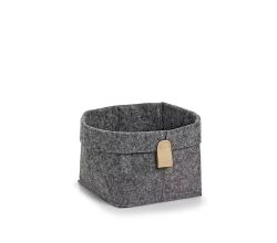 ZELLER 14390 Aufbewahrungskorb aus Filz, anthrazit ca. 16 x 16 x 12-17 cm