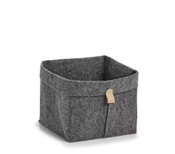 ZELLER 14391 Aufbewahrungskorb aus Filz, anthrazit ca. 24 x 24 x 20-25 cm