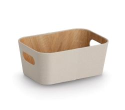 ZELLER 14516 Aufbewahrungsbox Pappe/Polyester, beige, ca. 26 x 18 x 11 cm