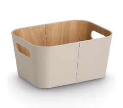 ZELLER 14518 Aufbewahrungsbox Pappe/Polyester, beige, ca. 30,5 × 23 × 15,2 cm