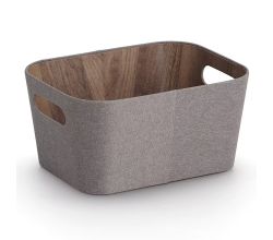 ZELLER 14519 Aufbewahrungsbox Pappe/Polyester, braun, ca. 30,5 × 23 × 15,2 cm