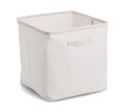 ZELLER 14545 Aufbewahrungsbox aus Polyester/Baumwolle, CREME ca. 32 × 32 × 32 cm