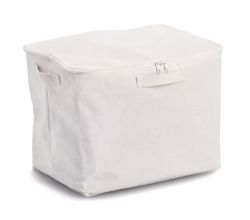 ZELLER 14546 Aufbewahrungsbox mit Reißverschluss, Polyester/Baumwolle, CREME ca. 38 x 27 x 27 cm