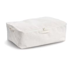 ZELLER 14547 Aufbewahrungsbox mit Reißverschluss, Polyester/Baumwolle, CREME ca. 60 x 39 x 18 cm