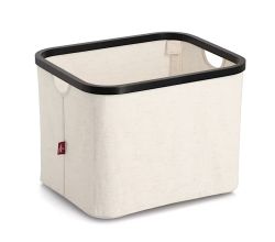 ZELLER 14552 Aufbewahrungskorb aus Polyester/Bambus, CREME/SCHWARZ ca. 40,5 x 33 x 30 cm