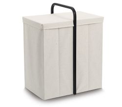 ZELLER 14553 Wäschesammler aus Polyester/Bambus, creme/schwarz, ca. 51,5 x 35,5 x 65 cm