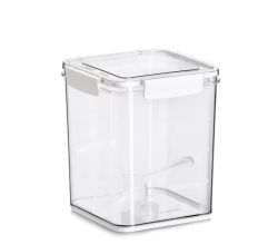 ZELLER 14777 Vorratsdose 4200 ml aus Kunststoff transparent mit Löffel, ca. 18 x 18 x 20,5 cm