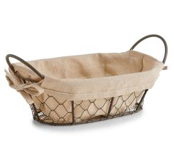 ZELLER 18091 Brotkorb mit Beutel Countrystyle, Metall/Leinen, 30 x 21 x 11 cm