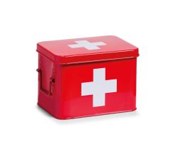 ZELLER 18115 Medizinbox Metall rot - 21,5 x 16 x 16 cm / Arzneimittelaufbewahrung