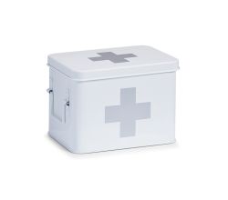 ZELLER 18118 Medizinbox Metall weiß - 21,5 x 16 x 16 cm / Arzneimittelaufbewahrung