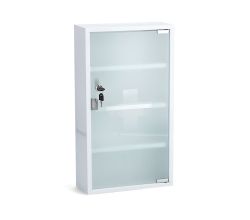 ZELLER 18122 Medizinschrank, Metall weiß pulverbeschichtet/Glas, abschließbar / Arzneimittelschrank