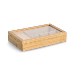 ZELLER 18629 Schmuckkästchen aus Bambus/MDF/Glas ca. 29 × 18 × 6 cm
