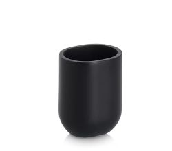 ZELLER 18987 Zahnputzbecher aus Polyresin, schwarz, ca. 7,9 x 6,6 x 10,1 cm