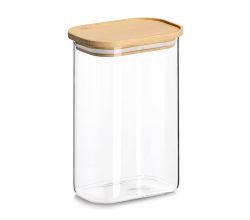 ZELLER 19052 Vorratsglas 1300 ml Borosilikatglas mit Bambusdeckel, ca. 12,8 x 9 x 18,8 cm
