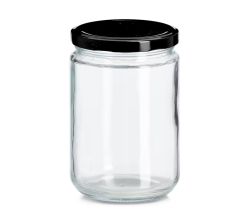 ZELLER 19062 Einmachglas 550 ml mit schwarzem Metalldeckel, ca. Ø 8,8 x 13,2 cm