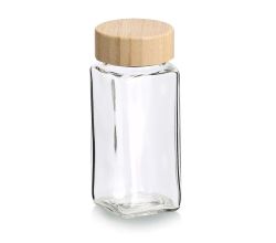 ZELLER 19064 Gewürzglas 120 ml mit Bambusdeckel, ca. 4,5 x 4,5 x 11 cm