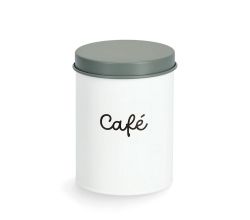 ZELLER 19377 Vorratsdose CAFÉ 1300 ml aus Metall, weiß/dunkelgrün, ca. Ø 11 x 15 cm