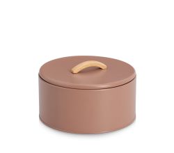 ZELLER 19397 Vorratsdose 2400 ml Metall, mocca mit Griff aus Gummibaumholz