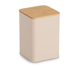 ZELLER 19418 Vorratsdose 1100 ml aus Metall, beige, ca. 9,5 x 9,5 x 14 cm