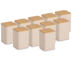 10er SET ZELLER 19418 Vorratsdose 1100 ml aus Metall, beige, ca. 9,5 x 9,5 x 14 cm