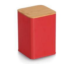 ZELLER 19420 Vorratsdose 1100 ml aus Metall, rot, ca. 9,5 x 9,5 x 14 cm