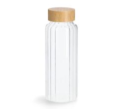 ZELLER 19649 Glasflasche 1,0 Liter mit Bambusdeckel, Ø 9 x 25,5 cm