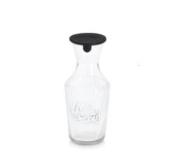 ZELLER 19654 Glaskaraffe 1200 ml mit Silikondeckel, schwarz, ca. Ø 11 x 25,5 cm