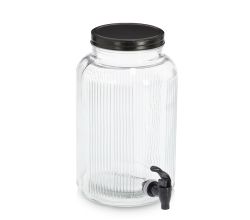 ZELLER 19655 Getränkespender 3,9 Liter mit Zapfhahn, Glas/Metall, ca. Ø 16 x 25 cm