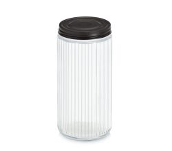 ZELLER 19663 Vorratsglas 950 ml mit Metalldeckel, Glas/Metall, ca. Ø 9,3 x 19,5 cm