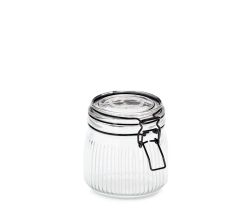 ZELLER 19664 Vorratsglas 550 ml mit schwarzem Bügelverschluss, Glas/Metall, ca. Ø 10,7 x 11 cm