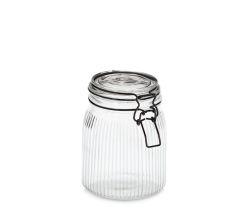 ZELLER 19665 Vorratsglas 1000 ml mit schwarzem Bügelverschluss, Glas/Metall, ca. Ø 11,3 x 15,3 cm