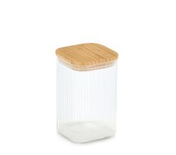 ZELLER 19668 Vorratsglas 1150 ml mit Bambusdeckel, Glas/Bambus, ca. 10 x 10 x 15,5 cm