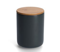 ZELLER 19827 Vorratsdose 1150 ml Keramik, anthrazit mit Bambusdeckel, ca. Ø 12 x 16 cm