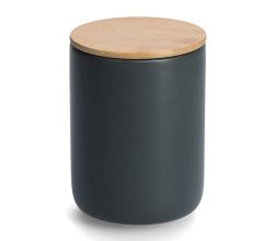 ZELLER 19828 Vorratsdose 1500 ml Keramik, anthrazit mit Bambusdeckel, ca. Ø 13 x 17,5 cm