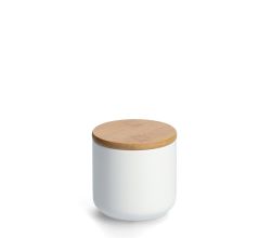 ZELLER 19829 Gewürzdose 290 ml Keramik, weiß mit Bambusdeckel, ca. Ø 8,7 x 8,5 cm