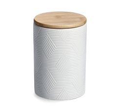 ZELLER 19848 Vorratsdose 720 ml Keramik, weiß mit Bambusdeckel, ca. Ø 10 x 15 cm