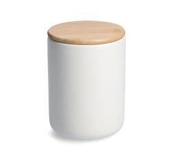ZELLER 19857 Vorratsdose 1150 ml Keramik, weiß mit Bambusdeckel, ca. Ø 12 x 16 cm