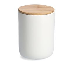 ZELLER 19858 Vorratsdose 1500 ml Keramik, weiß mit Bambusdeckel, ca. Ø 13 x 17,5 cm
