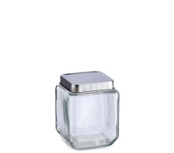 ZELLER 19907 Vorratsglas 1100 ml mit Edelstahldeckel, ca. 11 x 11 x 14 cm