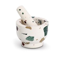 ZELLER 24520 Mörser & Stößel-Set, Terrazzo, ca. Ø 12 x 9 cm