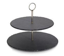 ZELLER Etagere 24526 aus Schiefer/Metall, ca. Ø 30 x 23 cm