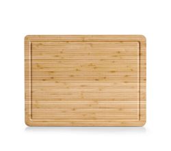 ZELLER 25218 Schneidebrett aus Bambus mit Saftrille, ca. 39 x 29 x 1,6 cm