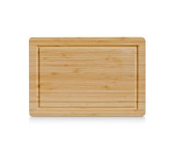 ZELLER 25219 Schneidebrett aus Bambus mit Saftrille, ca. 32 x 22 x 1,6 cm
