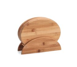 ZELLER 25266 Brettchenständer-Set, 7-tlg., oval, Bambus, ca. 24 x 8 x 19 cm