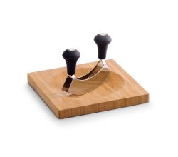 ZELLER 25295 Kräuterbrett mit Wiegemesser, Bambus/Edelstahl, ca. 20 x 20 x 2 cm