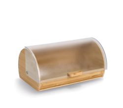 ZELLER 25364 Brotkasten Bambus mit Kunststoffdeckel, transparent, 39 x 25 x 19 cm