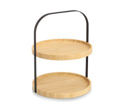 ZELLER Etagere 25398 mit Tragegriff, Bambus/Metall, schwarz