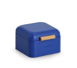 ZELLER 25415 Brotkasten, Metall/Bambus, blau, ca. 20 x 20,5 x 13,5 cm