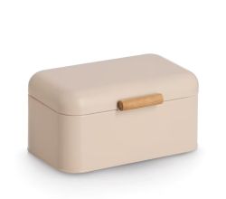 ZELLER 25416 Brotkasten, Metall/Bambus, beige, ca. 30,5 x 20 x 15 cm